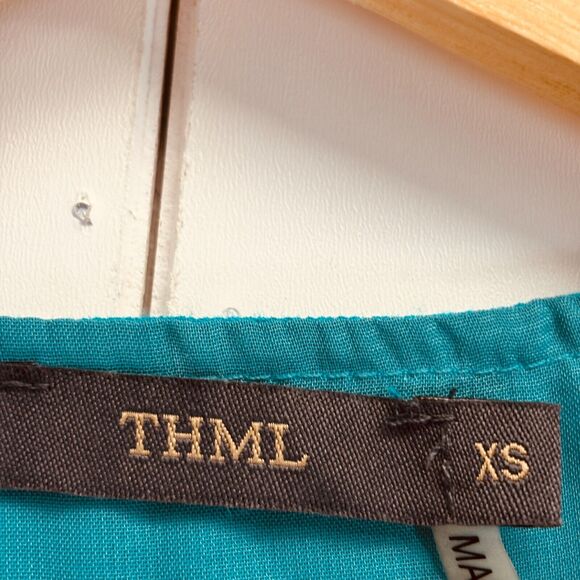 THML Sleeveless Blouse Women Size XS Teal Boho Embroidered Indie Beachy Vacation - Picture 3 of 7